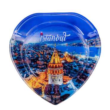 Istanbul Themed Myros Heart Glass Ashtray - 8