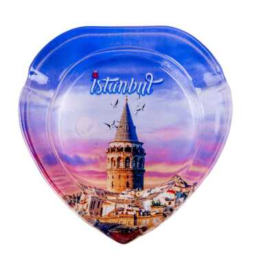 Istanbul Themed Myros Heart Glass Ashtray - 9