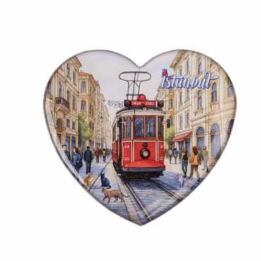 Istanbul Themed Epoxy Dome Heart Souvenir Fridge Magnet 65x60 mm - 9