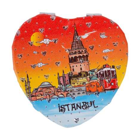 İstanbul Temalı Myros Kalp Pu Ayna - 4