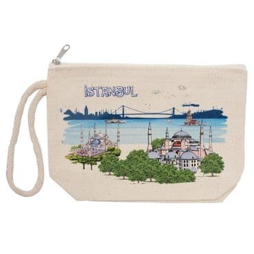 Toptan İstanbul Temalı Myros Küçük Körüklü Makyaj Çantası 145x220x70 mm - 6