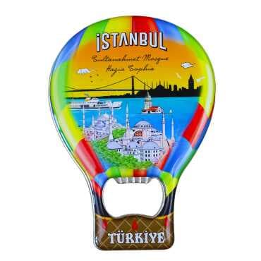 İstanbul Themed Myros Metal Balloon Bottle Opener Refrigerator Magnet T 102x73 mm