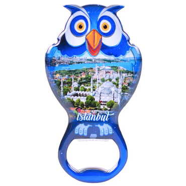 Toptan İstanbul Temalı Myros Metal Baykuş Açacak Magnet 88x47 mm - 4
