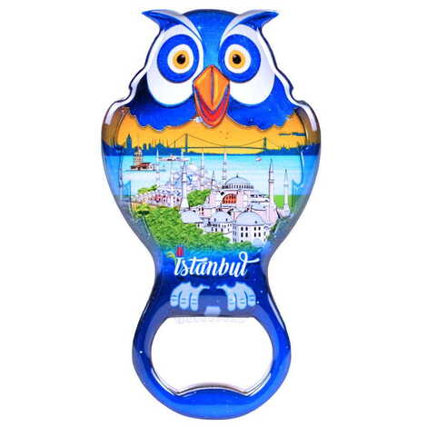 Toptan İstanbul Temalı Myros Metal Baykuş Açacak Magnet 88x47 mm - 5