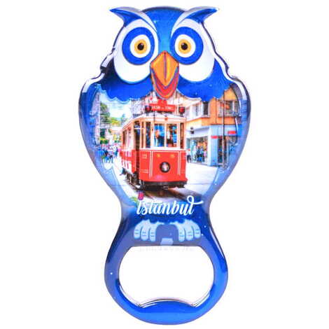 Toptan İstanbul Temalı Myros Metal Baykuş Açacak Magnet 88x47 mm - 6