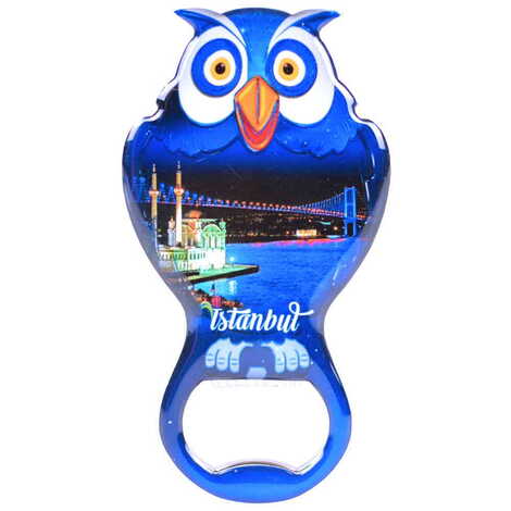 Toptan İstanbul Temalı Myros Metal Baykuş Açacak Magnet 88x47 mm - 8