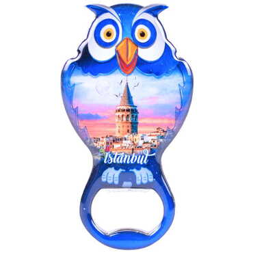 Toptan İstanbul Temalı Myros Metal Baykuş Açacak Magnet 88x47 mm - 9