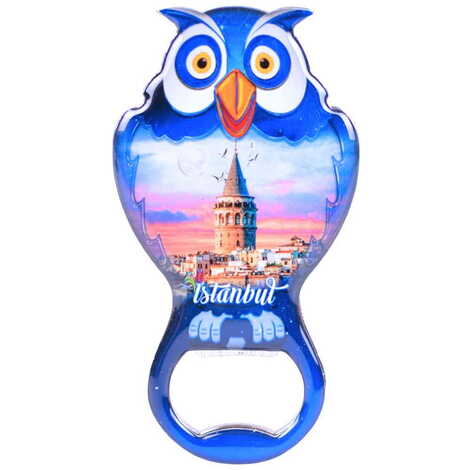Toptan İstanbul Temalı Myros Metal Baykuş Açacak Magnet 88x47 mm - 9