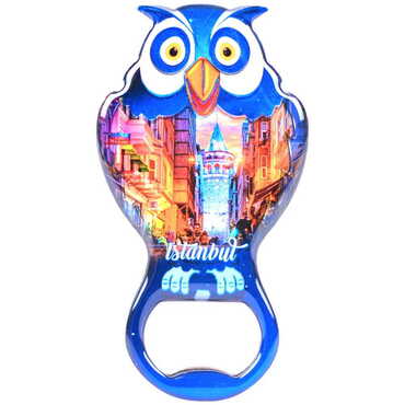 Toptan İstanbul Temalı Myros Metal Baykuş Açacak Magnet 88x47 mm - 10