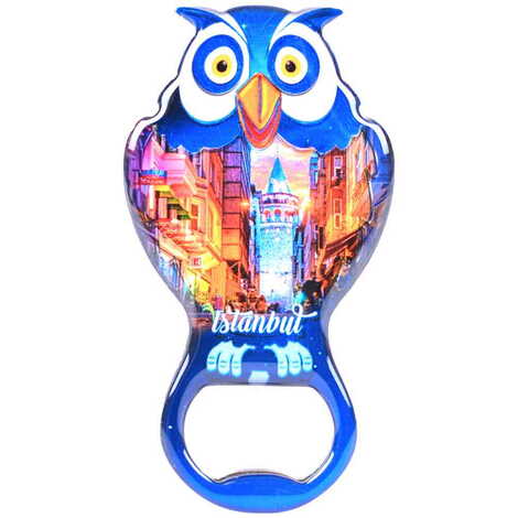 Toptan İstanbul Temalı Myros Metal Baykuş Açacak Magnet 88x47 mm - 10