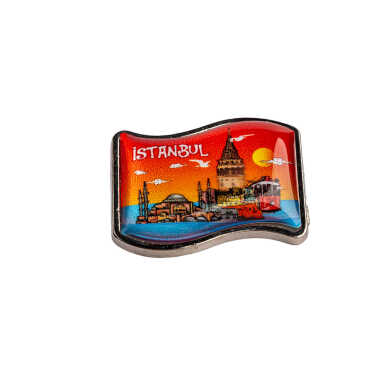 İstanbul Temalı Myros Metal Bayrak Rozet 25x20 mm - Myros