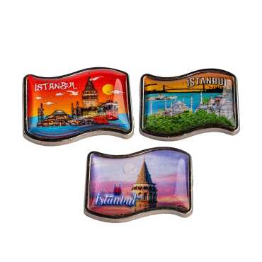 İstanbul Temalı Myros Metal Bayrak Rozet 25x20 mm - 2