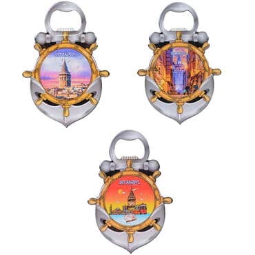 Istanbul Themed Anchor Shaped Metal Magnetic Bottle Opener 105x72 mm - 3