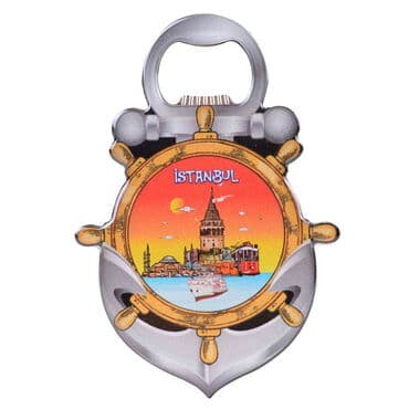 Istanbul Themed Anchor Shaped Metal Magnetic Bottle Opener 105x72 mm - 4