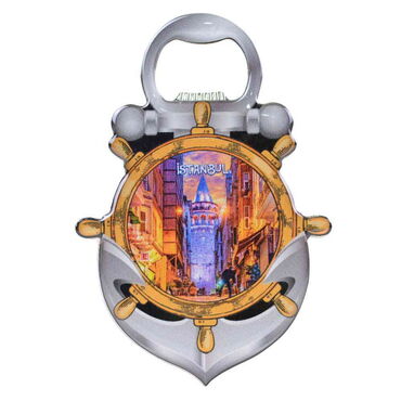 Istanbul Themed Anchor Shaped Metal Magnetic Bottle Opener 105x72 mm - 5
