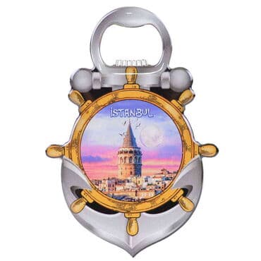 Istanbul Themed Anchor Shaped Metal Magnetic Bottle Opener 105x72 mm - 6