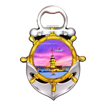 Istanbul Themed Anchor Shaped Metal Magnetic Bottle Opener 105x72 mm - 7