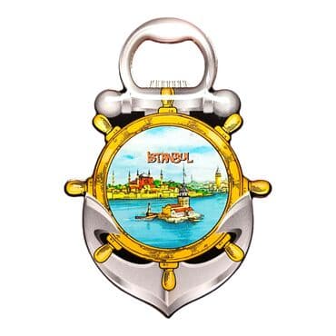 Istanbul Themed Anchor Shaped Metal Magnetic Bottle Opener 105x72 mm - 8
