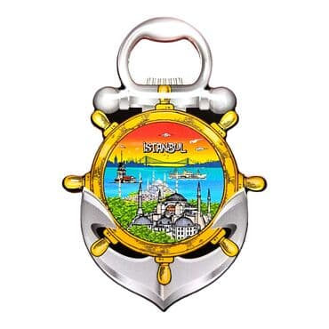 Istanbul Themed Anchor Shaped Metal Magnetic Bottle Opener 105x72 mm - 9