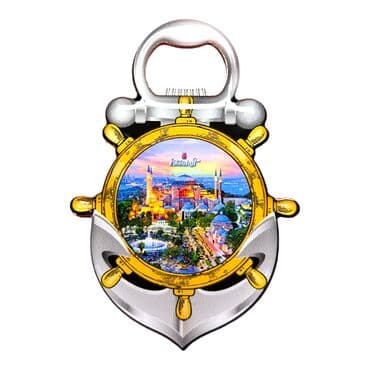 Istanbul Themed Anchor Shaped Metal Magnetic Bottle Opener 105x72 mm - 10