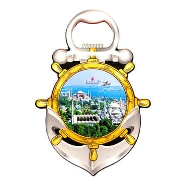 Istanbul Themed Anchor Shaped Metal Magnetic Bottle Opener 105x72 mm - 11