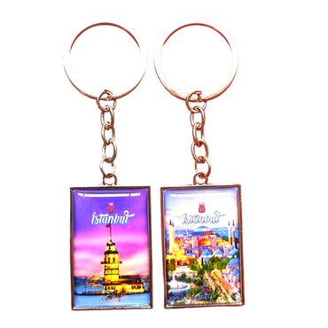 Istanbul Themed Metal Rectangle Double Sided Keychain 30x100 mm - 6