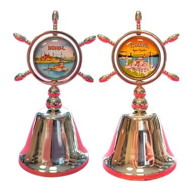 Istanbul Themed Collectible Souvenir Double Side Metal Spinner Rudder Bell 44x92 mm