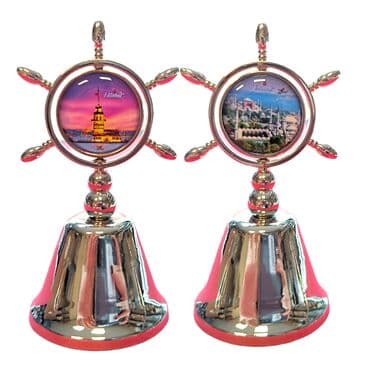 Istanbul Themed Collectible Souvenir Double Side Metal Spinner Rudder Bell 44x92 mm - 9