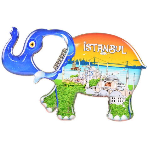 Toptan İstanbul Temalı Myros Metal Fil Açacak Magnet 98x61 mm - 9