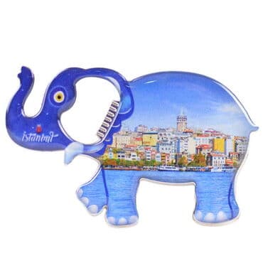 Istanbul Themed Elephant Shaped Metal Magnetic Bottle Opener 98x61 mm
