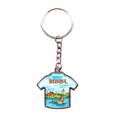 Istanbul Themed Metal T-Shirt Shaped Keychain 34x92 mm - 4
