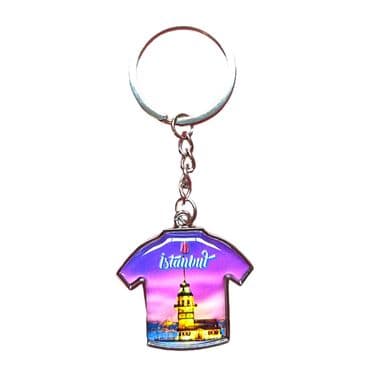 Istanbul Themed Metal T-Shirt Shaped Keychain 34x92 mm - 6