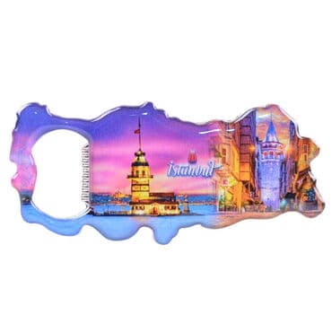 Istanbul Themed Map Shaped Metal Magnetic Bottle Opener 100x45 mm - 8