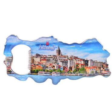 Istanbul Themed Map Shaped Metal Magnetic Bottle Opener 100x45 mm - 9