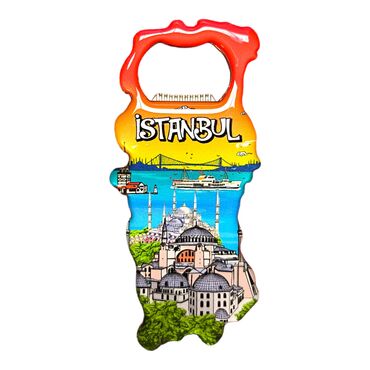 Istanbul Themed Map Shaped Metal Magnetic Bottle Opener 100x45 mm - 11