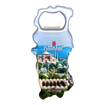 Istanbul Themed Map Shaped Metal Magnetic Bottle Opener 100x45 mm - 12
