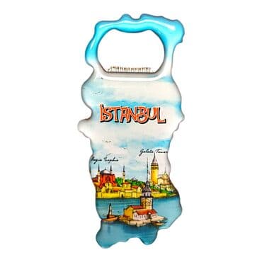Istanbul Themed Map Shaped Metal Magnetic Bottle Opener 100x45 mm - 13