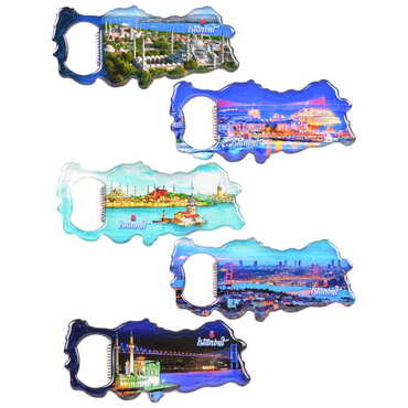 Istanbul Themed Map Shaped Metal Magnetic Bottle Opener 100x45 mm - 2