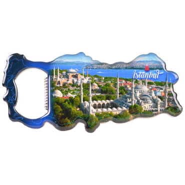 Istanbul Themed Map Shaped Metal Magnetic Bottle Opener 100x45 mm - 4