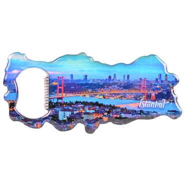 Istanbul Themed Map Shaped Metal Magnetic Bottle Opener 100x45 mm - 7
