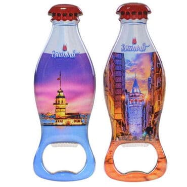 Istanbul Themed Coke Bottle Shaped Metal Magnetic Bottle Opener 120x41 mm - 3