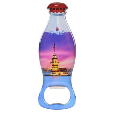 Istanbul Themed Coke Bottle Shaped Metal Magnetic Bottle Opener 120x41 mm - 4