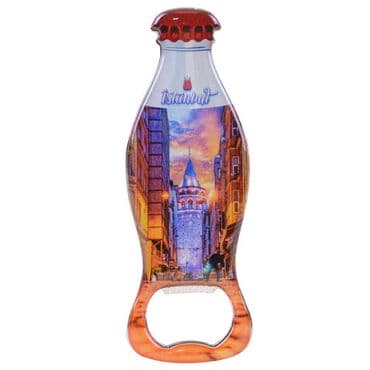 Istanbul Themed Coke Bottle Shaped Metal Magnetic Bottle Opener 120x41 mm - 5