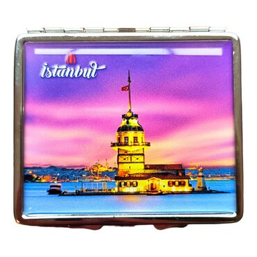 Toptan İstanbul Temalı Myros Metal Küçük Sigara Tabakası 87x76x11 mm - Thumbnail