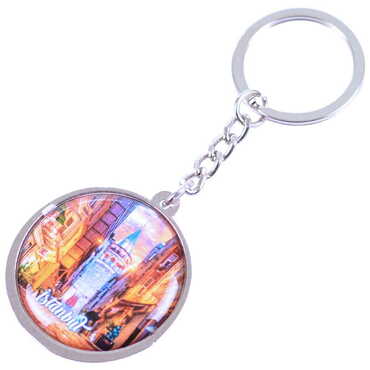 Istanbul Themed Metal Double Face Round Keychain 40x95 mm - 4