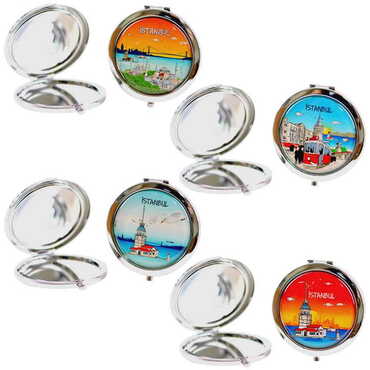 Istanbul Themed Customised Metal Epoxy Travel Make Up Compact Mirror 70x11 mm - 2