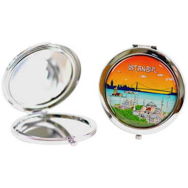 Istanbul Themed Customised Metal Epoxy Travel Make Up Compact Mirror 70x11 mm - 5