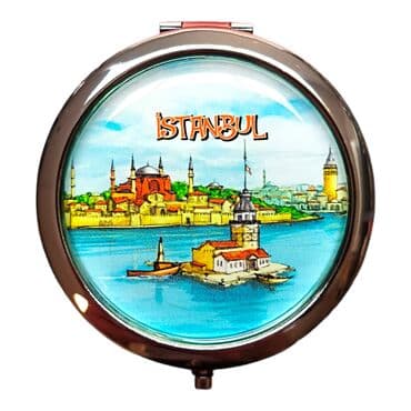 Istanbul Themed Customised Metal Epoxy Travel Make Up Compact Mirror 70x11 mm - 8