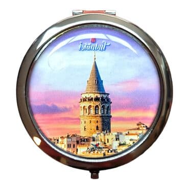 Istanbul Themed Customised Metal Epoxy Travel Make Up Compact Mirror 70x11 mm - 9
