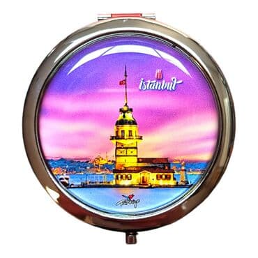 Istanbul Themed Customised Metal Epoxy Travel Make Up Compact Mirror 70x11 mm - 10